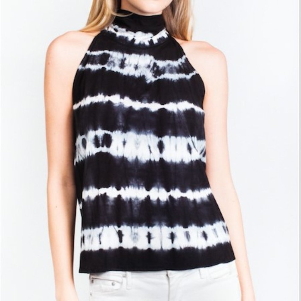 Generation Love Revolve Amy Tie Dye Neck Tie Tank Top NWT size XL Black White
